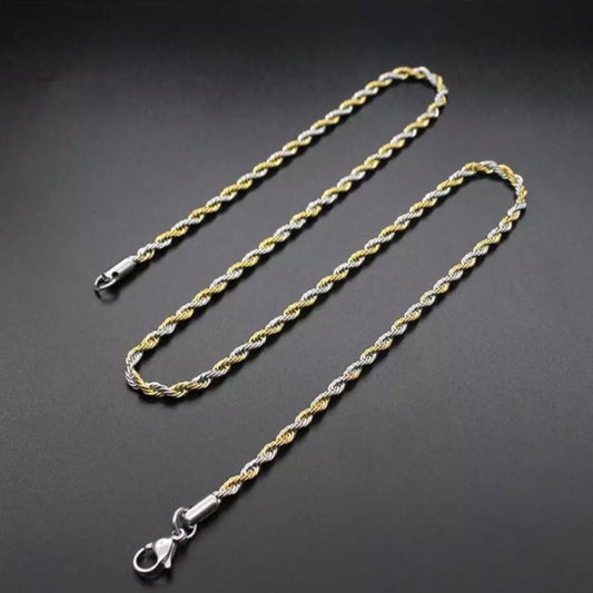Twisted Rope Chain - Gold | Silver Twist - 3mm