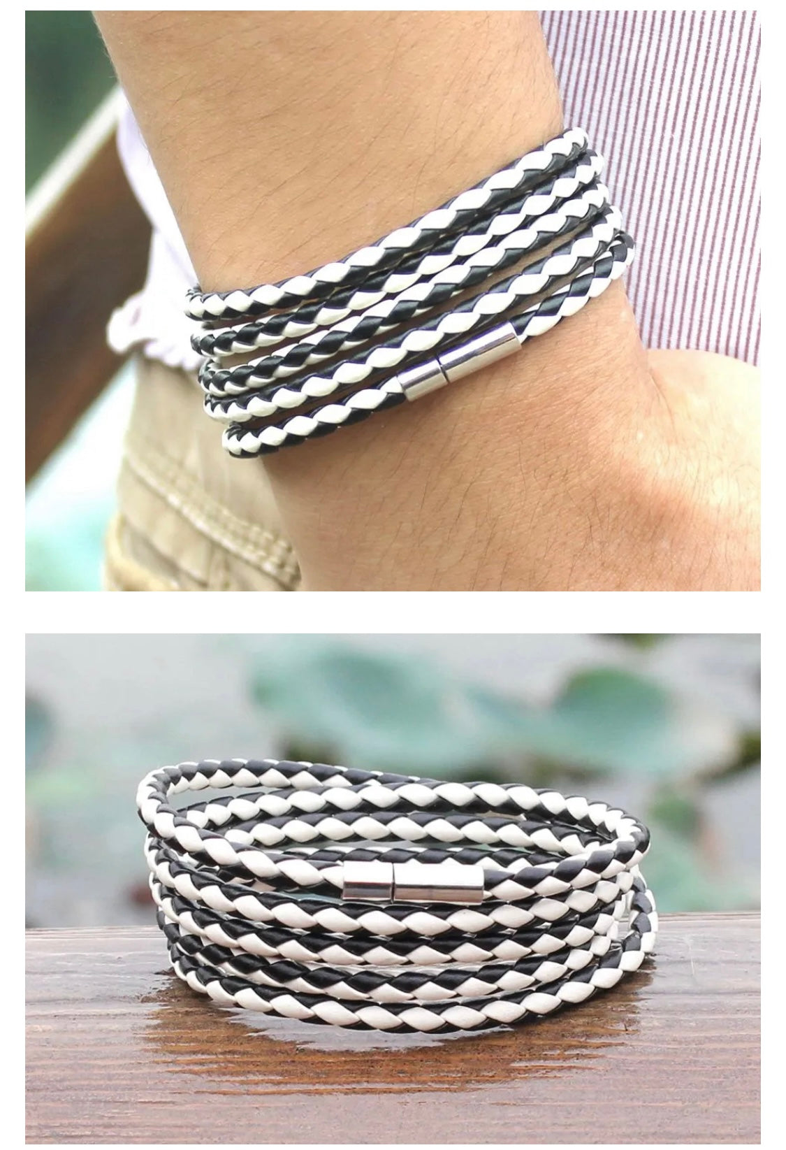 Braided Leather Wristband