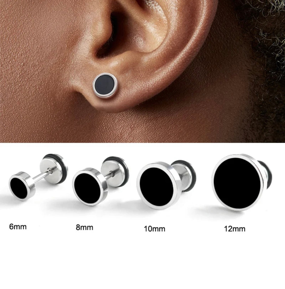 Stainless Steel & Black Enamel Studs