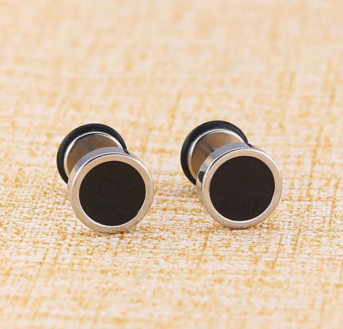 Stainless Steel & Black Enamel Studs