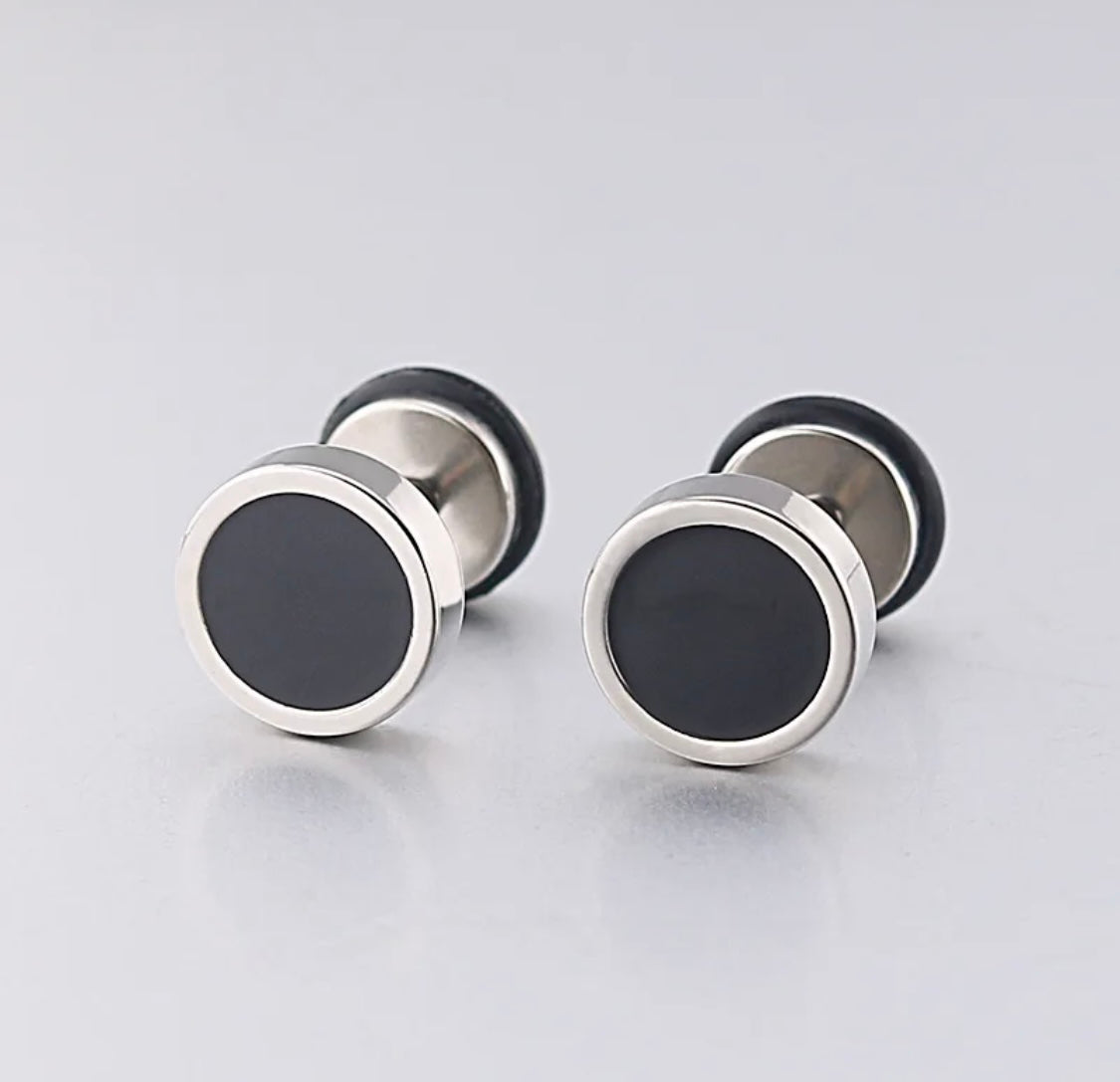 Stainless Steel & Black Enamel Studs