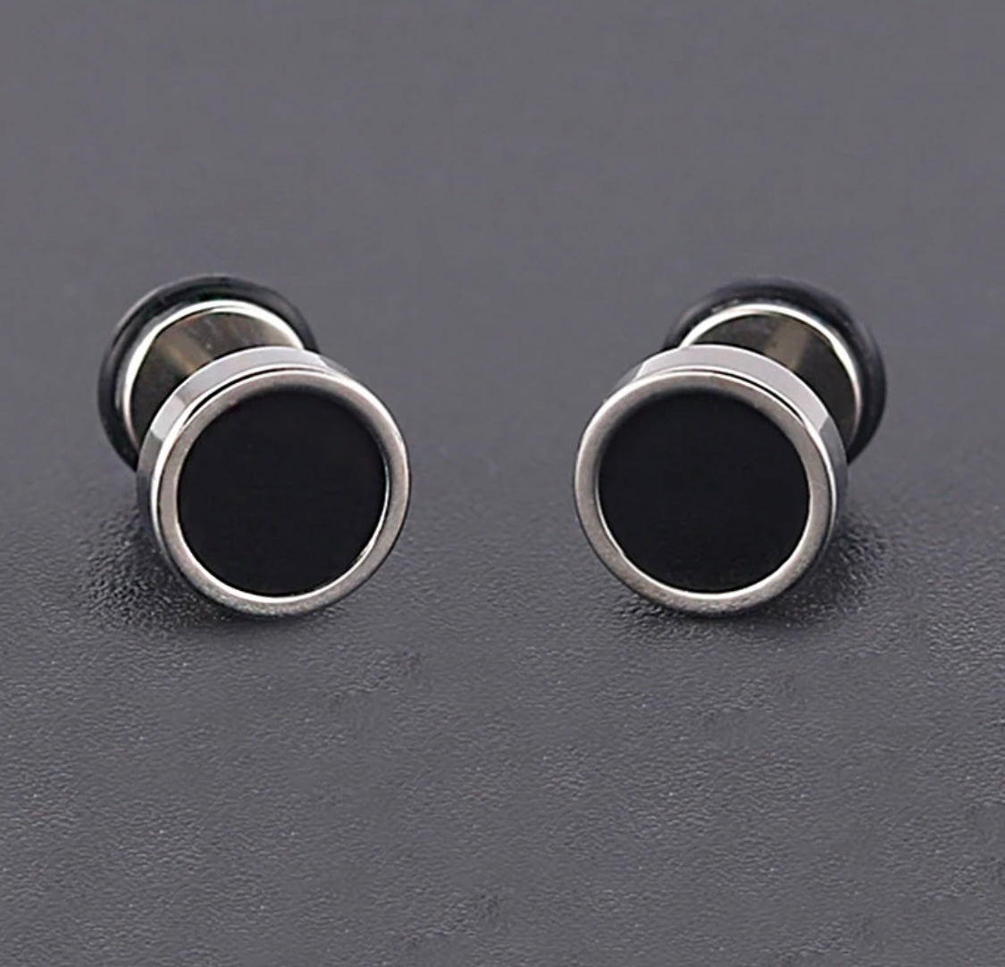 Stainless Steel & Black Enamel Studs