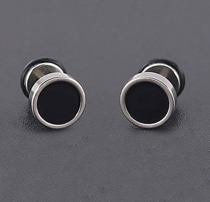 Stainless Steel & Black Enamel Studs