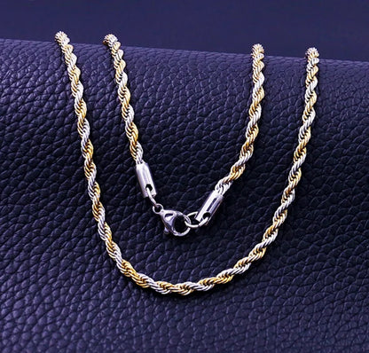 Twisted Rope Chain - Gold | Silver Twist - 3mm