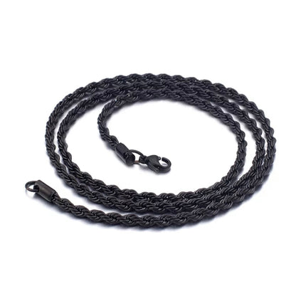 Twisted Rope Chain - Black - 3mm