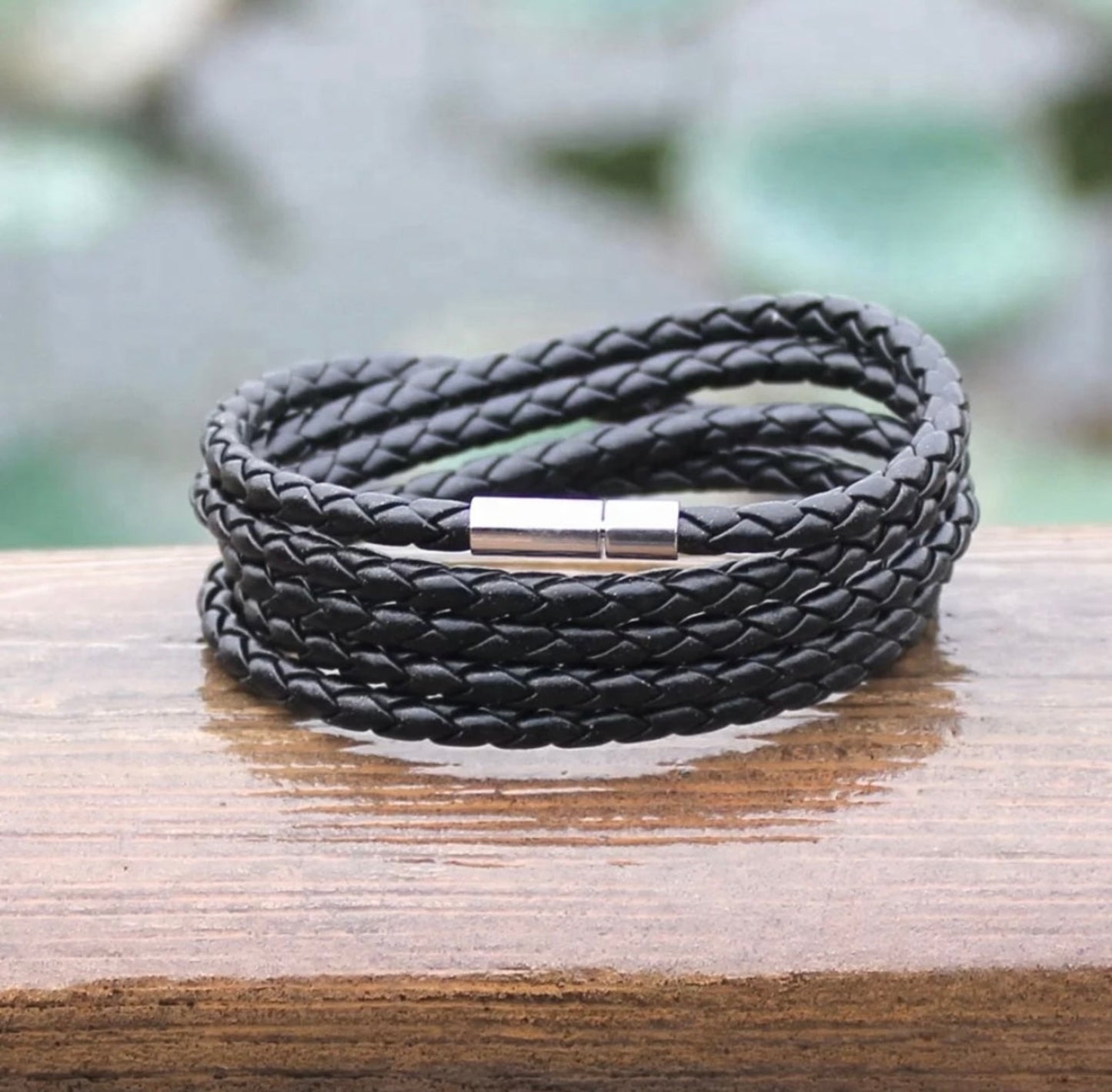 Braided Leather Wristband