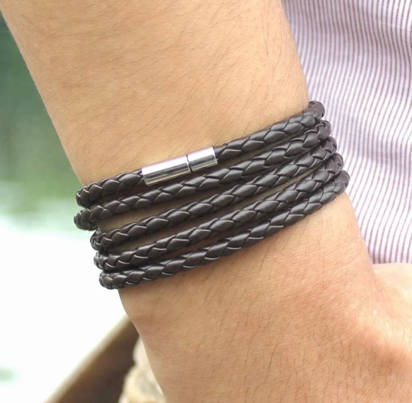 Braided Leather Wristband