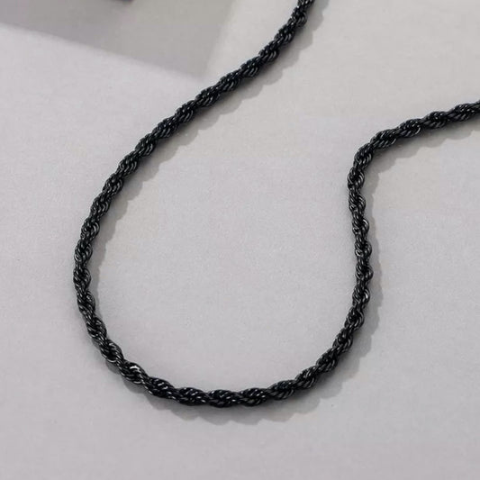 Twisted Rope Chain - Black - 4mm