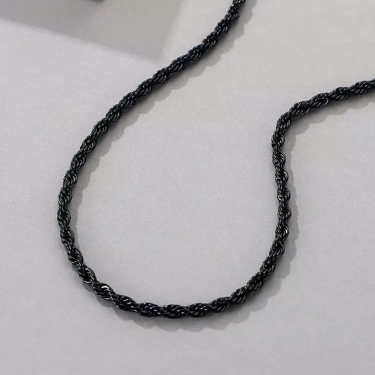 Twisted Rope Chain - Black - 3mm