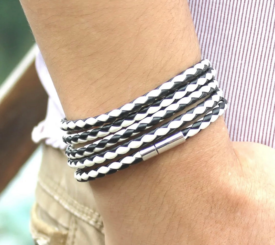 Braided Leather Wristband