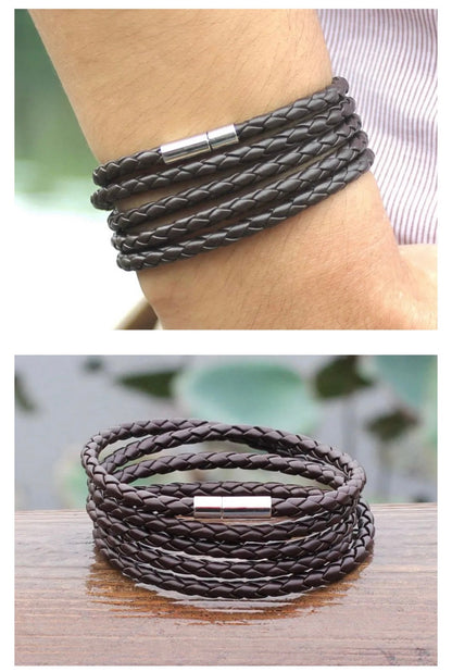 Braided Leather Wristband