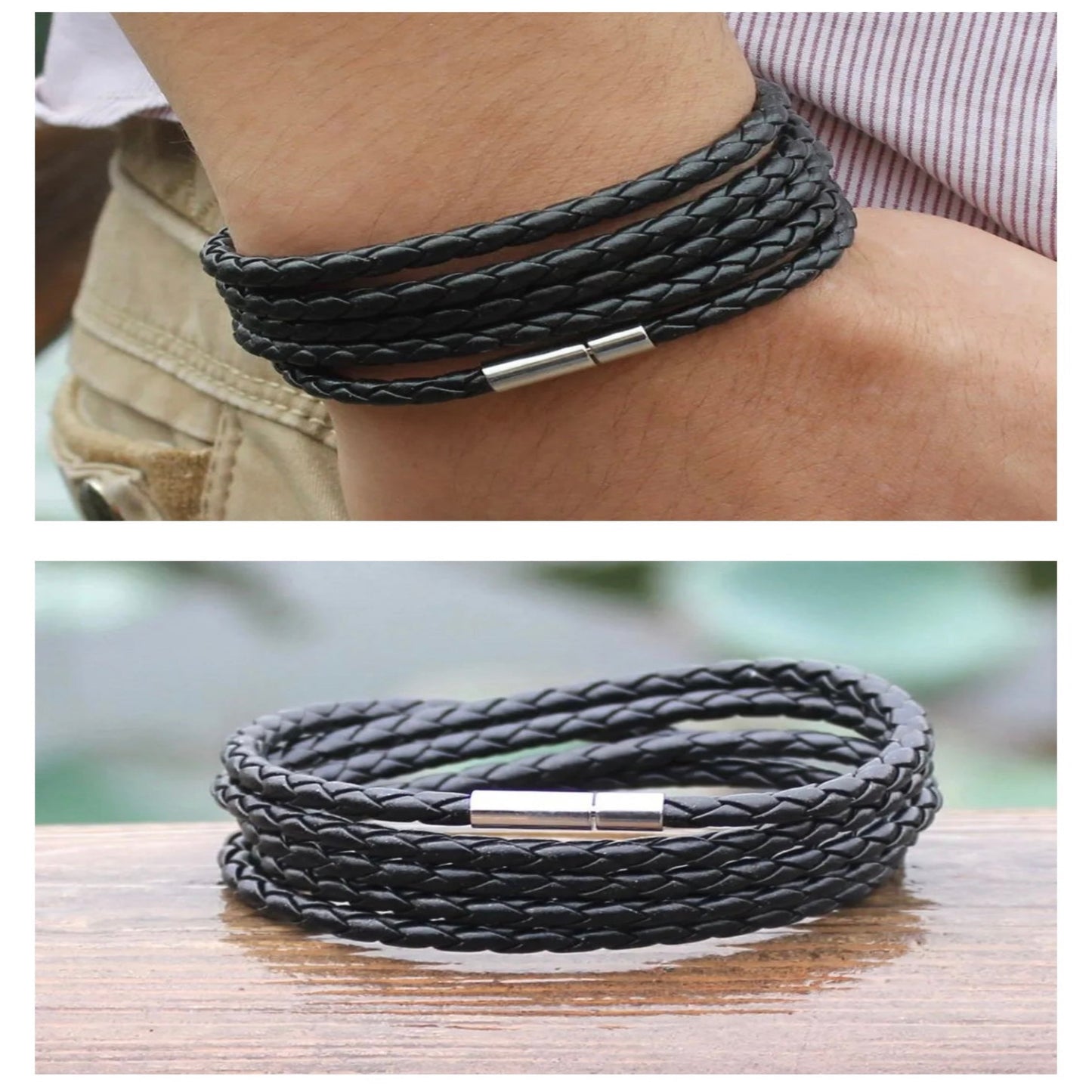 Braided Leather Wristband