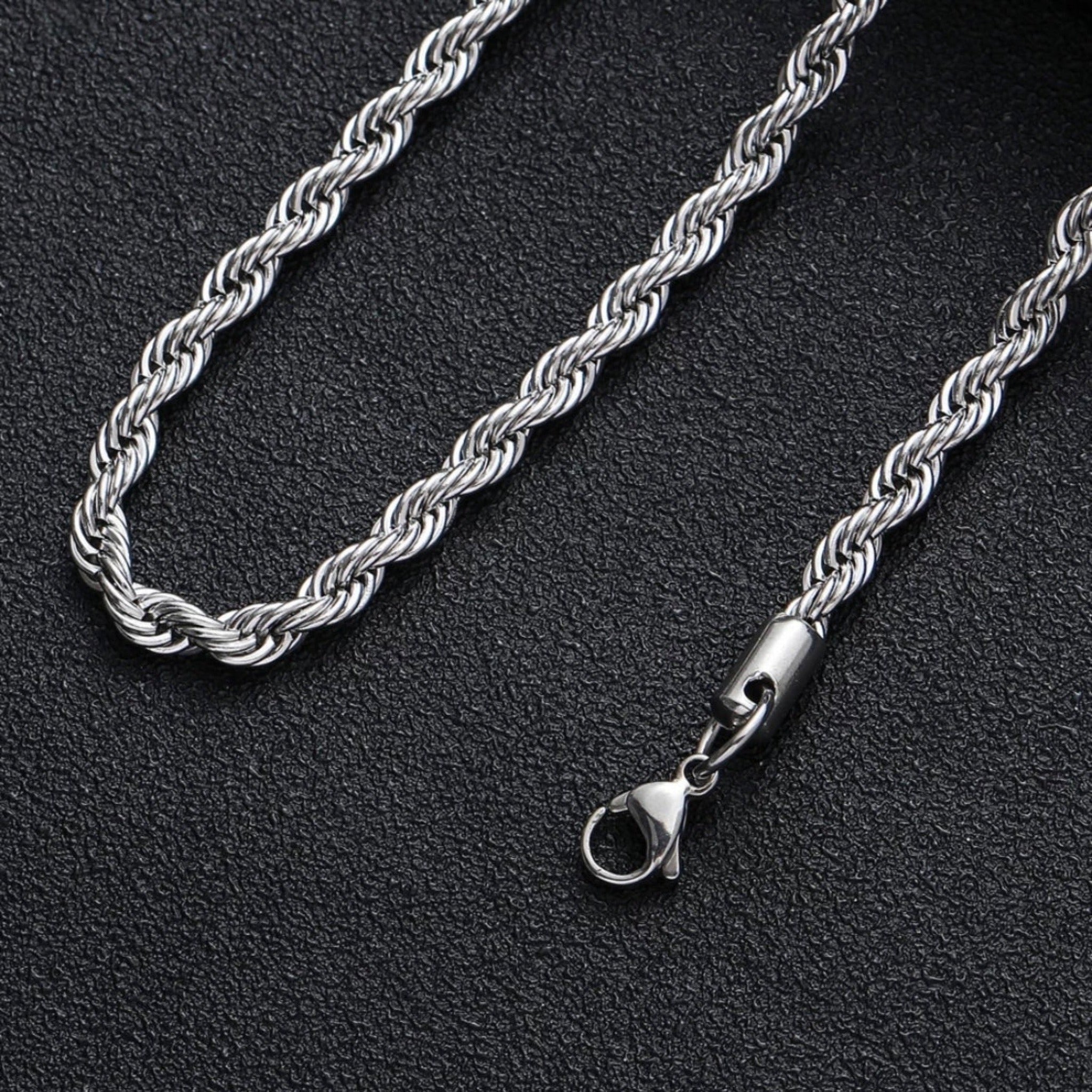 Back Rope Chain Silver Twisted Rope Chain - Silver - 4mm – KAOTIC.AU
