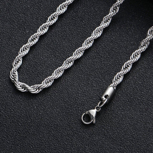 Twisted Rope Chain - Silver - 4mm